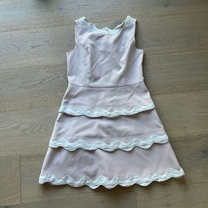 Sail to sable pink feminine dress with tiers and ruffles